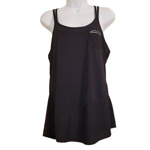 Athleta M Black Striped Tank Top‎ Athleisure Sport Running Yoga SPEEDSETTER